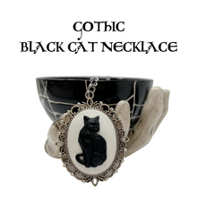 Load image into Gallery viewer, Gothic Black Cat Necklace Victorian Cameo Witchy Jewelry