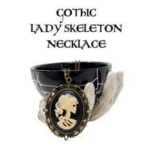 Load image into Gallery viewer, Gothic Lolita Lady Skeleton Necklace Victorian Cameo Dark Romantic Jewelry silver or bronze