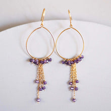 Load image into Gallery viewer, Garnet Mini Swing Hoop Earrings