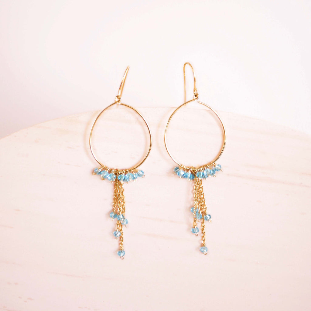 Garnet Mini Swing Hoop Earrings