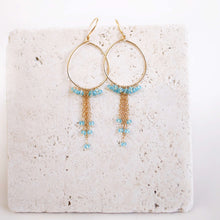 Load image into Gallery viewer, Garnet Mini Swing Hoop Earrings