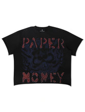 Load image into Gallery viewer, Paper Money Rags to Riches Rhinestone Cropped Tee - Black