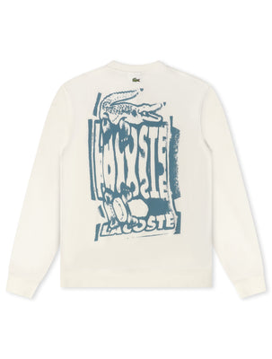 Lacoste Graphic Print Fleece Sweatshirt - Cream