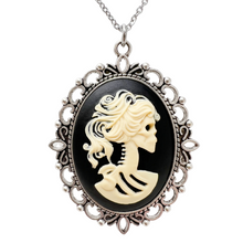 Load image into Gallery viewer, Gothic Lolita Lady Skeleton Necklace Victorian Cameo Dark Romantic Jewelry silver or bronze