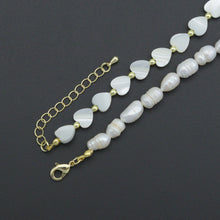 Load image into Gallery viewer, Freshwater Pearl with Mother of Pearl Heart necklace Bracelet, sku#EF677