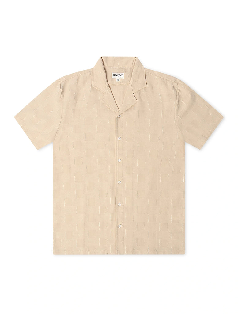 Denim Exchange Crochet Textured Button Up Shirt - Khaki