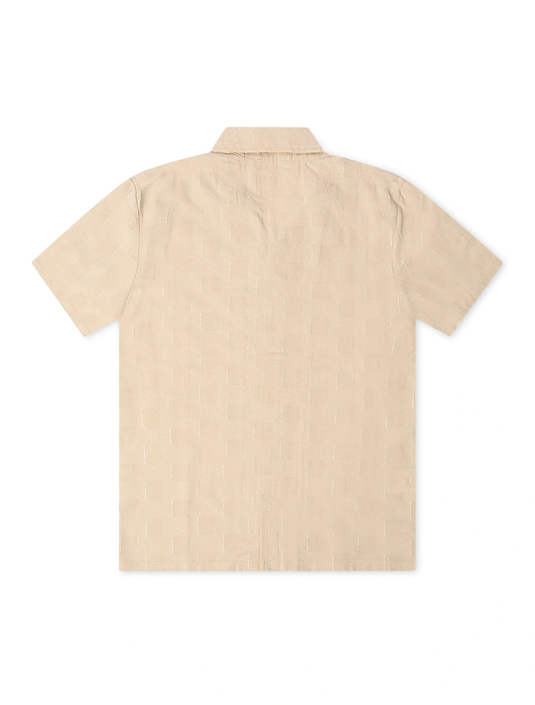 Denim Exchange Crochet Textured Button Up Shirt - Khaki