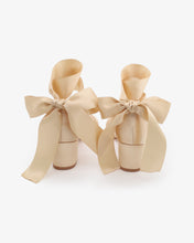 Load image into Gallery viewer, Satin Girls Block Heel Sandal with Wrapped Ribbon Tie
