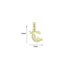 Load image into Gallery viewer, Clear CZ Gold Mermaid Charm Pendant,Sku#LX845