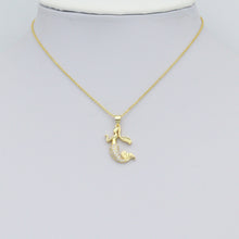Load image into Gallery viewer, Clear CZ Gold Mermaid Charm Pendant,Sku#LX845