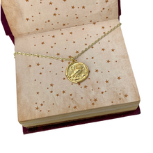 Load image into Gallery viewer, Owl Necklace Gold Athena Coin Wisdom Symbol Minimal Jewelry