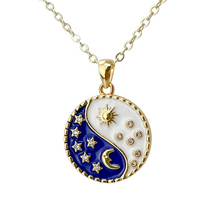 Load image into Gallery viewer, Vintage Yin Yang Coin Necklace Gold Sun Moon Celestial Jewelry