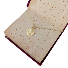Load image into Gallery viewer, Vintage Sun Coin Necklace Gold Celestial Pendant Minimal Jewelry