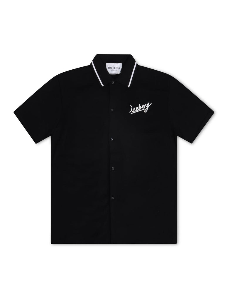 Iceberg Knitted Polo Shirt - Black