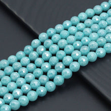Load image into Gallery viewer, Mystic Silverite Plated Faceted Emerald Jade beads, U343