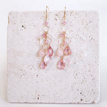 Load image into Gallery viewer, Pink Gemstone Waterfall Earrings