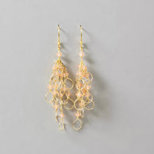 Load image into Gallery viewer, Champagne Quartz Gold Chain Loop Earrings