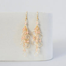 Load image into Gallery viewer, Champagne Quartz Gold Chain Loop Earrings