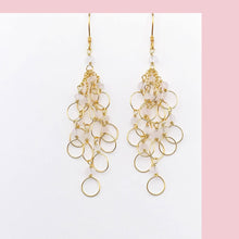 Load image into Gallery viewer, Clear Quartz Gold Chain Loop Earrings
