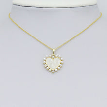 Load image into Gallery viewer, Gold White Pearl Heart Charm Pendant, Sku#A404