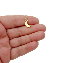 Load image into Gallery viewer, Vintage Tiny Crescent Moon Necklace Gold Minimalist Celestial Jewelry