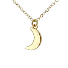 Load image into Gallery viewer, Vintage Tiny Crescent Moon Necklace Gold Minimalist Celestial Jewelry