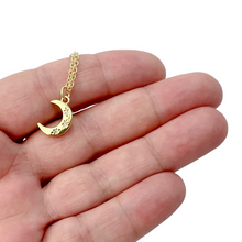 Load image into Gallery viewer, Vintage Crescent Moon Necklace Gold Celestial Minimalist Jewelry