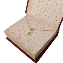 Load image into Gallery viewer, Vintage Crescent Moon Necklace Gold Celestial Minimalist Jewelry