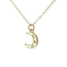Load image into Gallery viewer, Vintage Crescent Moon Necklace Gold Celestial Minimalist Jewelry