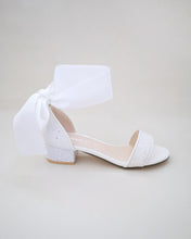 Load image into Gallery viewer, Rock Glitter Low Block Heel Girls Sandals with Wrapped Satin Tie