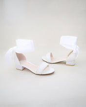 Load image into Gallery viewer, Rock Glitter Low Block Heel Girls Sandals with Wrapped Satin Tie