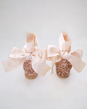 Load image into Gallery viewer, Rock Glitter Low Block Heel Girls Sandals with Wrapped Satin Tie