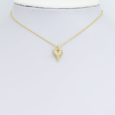 Cute Clear CZ Gold Heart Charm Pendant,Sku#LD709