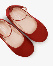 Load image into Gallery viewer, Satin Flats with Velcro Ankle Strap