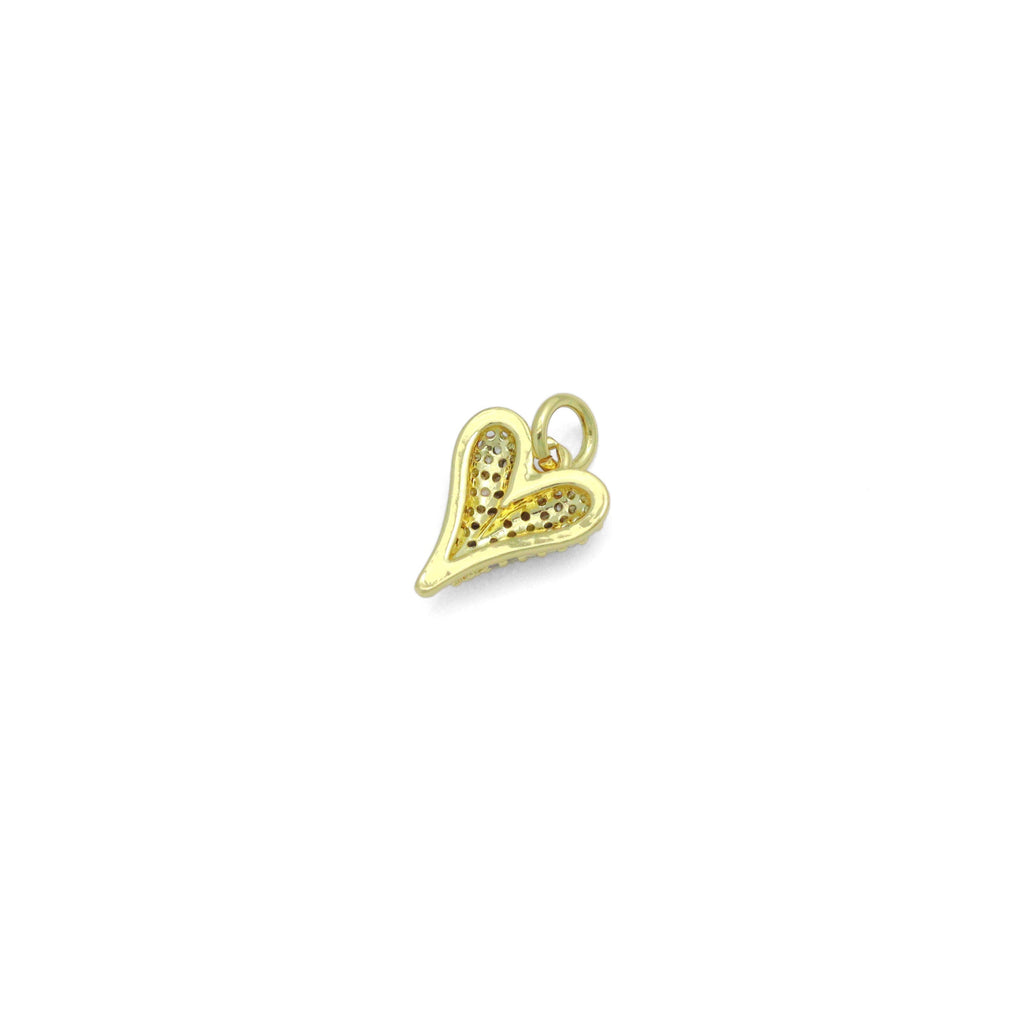 Cute Clear CZ Gold Heart Charm Pendant,Sku#LD709