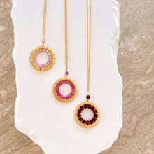 Load image into Gallery viewer, Rose Quartz Halo Mini Gold Pendant