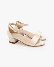 Load image into Gallery viewer, Satin Girls Block Heel Sandals with Ankle Strap