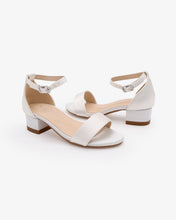 Load image into Gallery viewer, Satin Girls Block Heel Sandals with Ankle Strap