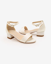 Load image into Gallery viewer, Satin Girls Block Heel Sandals with Ankle Strap