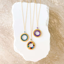 Load image into Gallery viewer, Rainbow Gemstone Halo Mini Gold Pendant