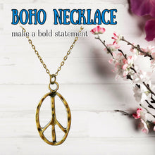 Load image into Gallery viewer, Peace Sign Necklace Boho Hippie Symbol Pendant Bronze Silver Jewelry