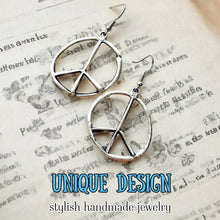Load image into Gallery viewer, Peace Sign Earrings Boho Hippie Symbol Silver Bronze Dangle Jewelry
