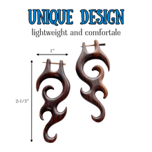 Load image into Gallery viewer, Bohemian Wooden Beach Earrings Tribal Boho Organic Statement Jewelry