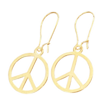 Load image into Gallery viewer, Peace Sign Earrings Gold Silver Boho Hippie Symbol Minimalist Dangle Jewelry
