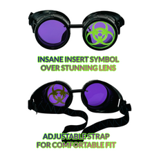 Load image into Gallery viewer, Mad Scientist Goggles – Biohazard - Cosplay Eyewear -  blue, purple, red, green lenses