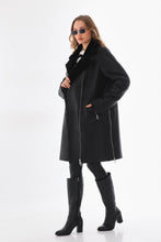 Load image into Gallery viewer, The Onyx Black Shearling &amp; Fox Fur Leather Women Jacket