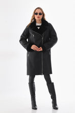 Load image into Gallery viewer, The Onyx Black Shearling &amp; Fox Fur Leather Women Jacket