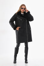 Load image into Gallery viewer, The Onyx Black Shearling &amp; Fox Fur Leather Women Jacket
