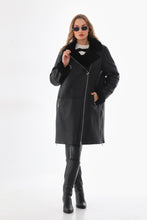 Load image into Gallery viewer, The Onyx Black Shearling &amp; Fox Fur Leather Women Jacket