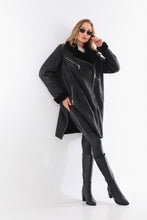 Load image into Gallery viewer, The Onyx Black Shearling &amp; Fox Fur Leather Women Jacket